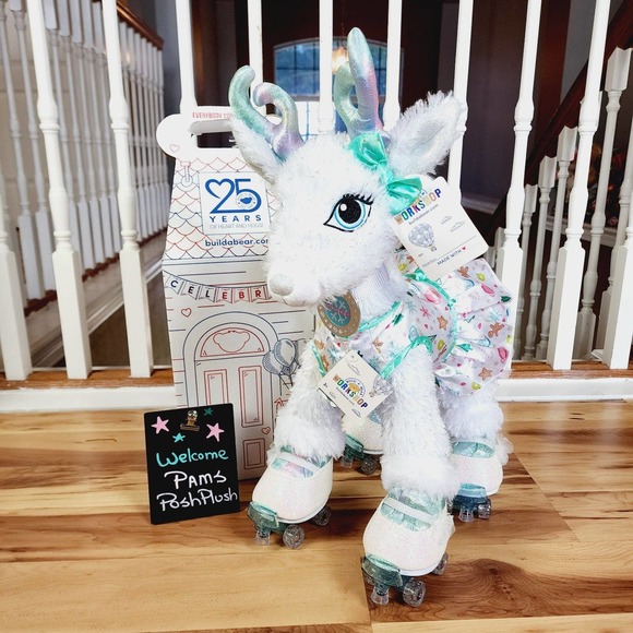 Build a Bear Merry Mission Glacial Glisten Reindeer Christmas & Rare Teal Skates - Picture 12 of 12